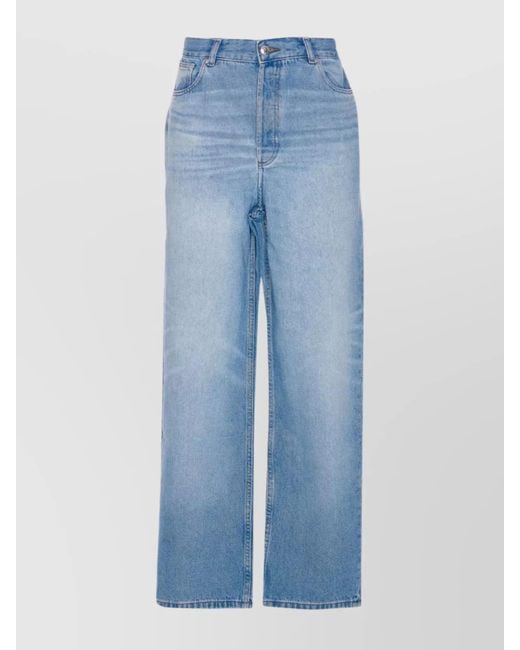 A.P.C. Blue Belt Loops Faded Wash Five-Pocket Design Trousers for men