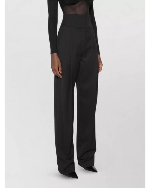 Elisabetta Franchi Black High Waisted Wide Leg Tailored Pants