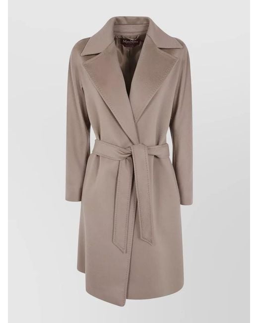 Max Mara Natural Virgin Wool Belted Coat