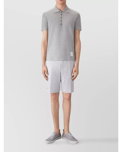 Thom Browne Gray Cotton Piqué Polo Shirt for men