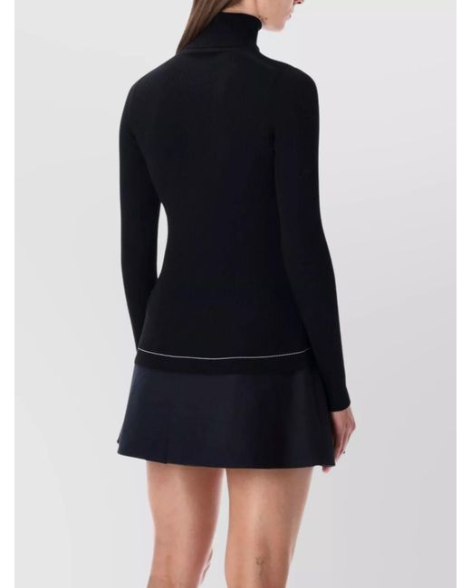 Moncler Black Wool Ribbed Slim-Fit Turtleneck Sweater