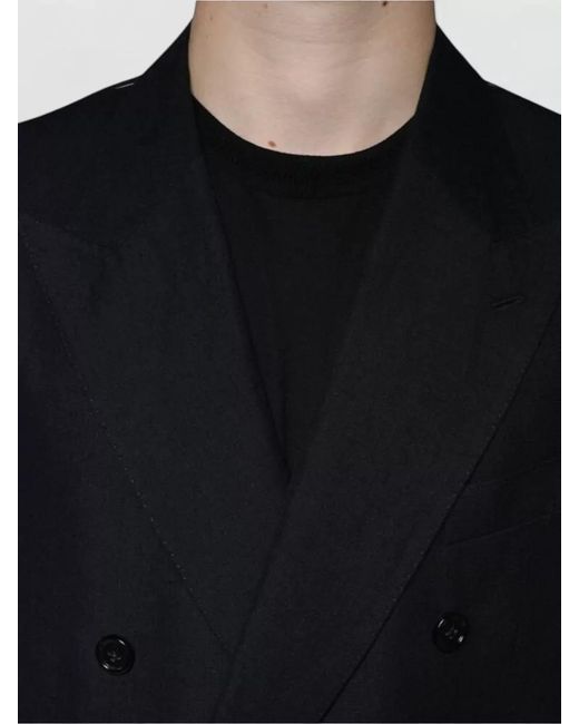 Dolce & Gabbana Black Linen Cotton Double-Breasted Blazer for men
