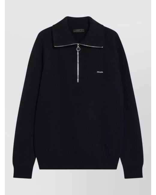 Prada Blue Fine-Knit Wool Jumper for men