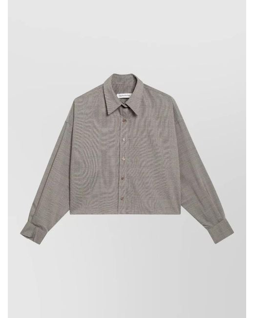 Frankie Shop Gray Checked Jacket Collared Neck Long Sleeves