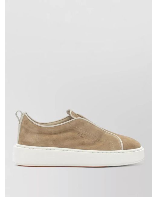 Santoni Natural Low Sneakers Round Toe Suede Upper