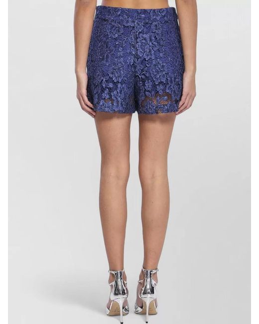 FEDERICA TOSI Blue Lace High-Rise Tailored Shorts