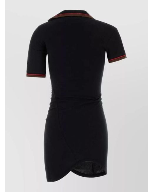 Vivienne Westwood Black Piquet Polo Shirt Asymmetric Hem Contrast Trim
