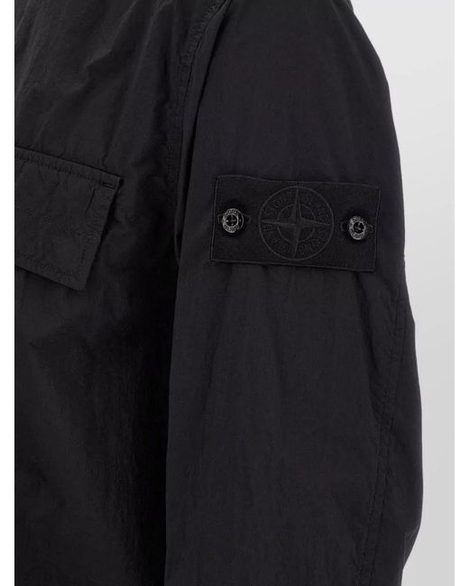 Stone Island Blue Ghost Badge Overshirt Lightweight Long Sleeves for men