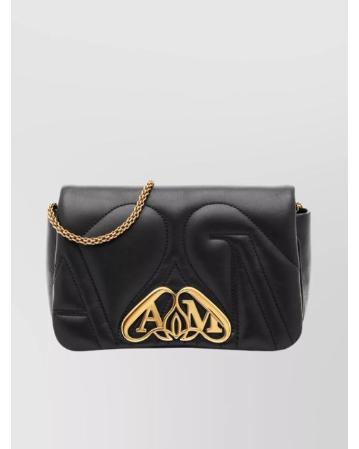McQueen Gray The Seal Mini Leather Shoulder Bag