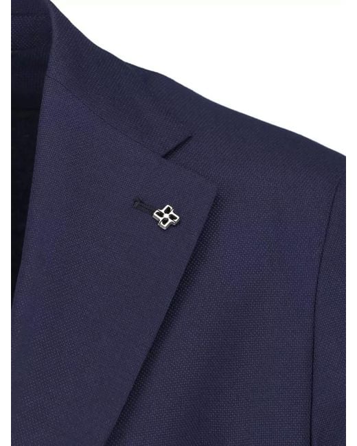 Tagliatore Blue Tailored Blazer Notch Lapel Chest Pocket for men