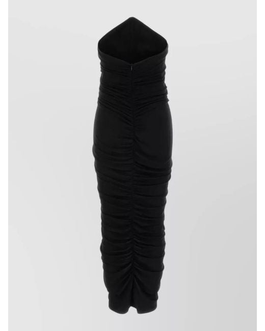 Alexander Wang Black Strapless Stretch Viscose Midi Dress Ruched