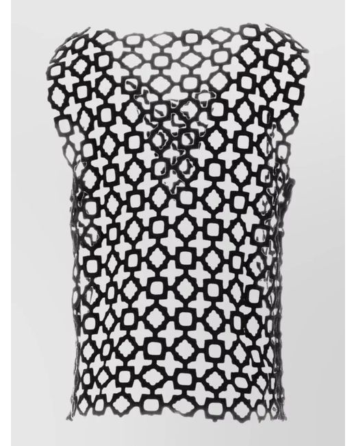 Niccolò Pasqualetti Black Carta Tank Top Geometric Lace Embroidery