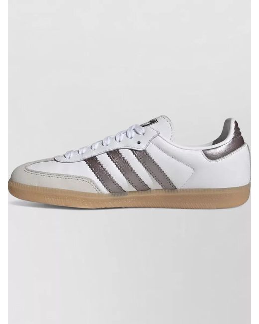 Adidas White Retro Lace Up Sneakers Leather Stripes