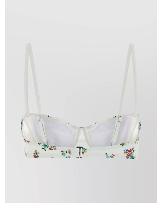 Tory Burch White Floral-Print Bikini Top