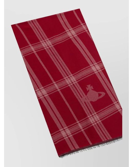 Vivienne Westwood Red Checked Wool Scarf