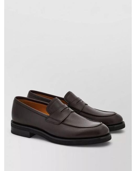 Ferragamo Black Loafers Lace Up Round Toe Rubber Vibram for men