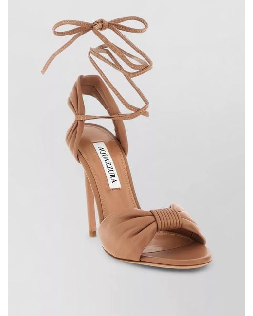Aquazzura White Carina Sandals Open Toe Stiletto Heel Bow