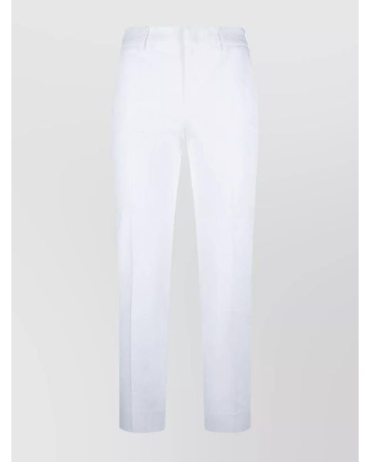 PT Torino White Trousers Back Side Pockets Belt Loops