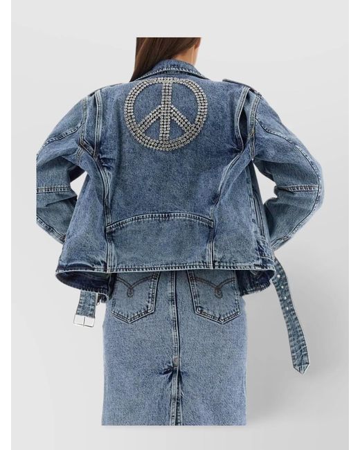 Moschino Blue Cotton Biker Jacket