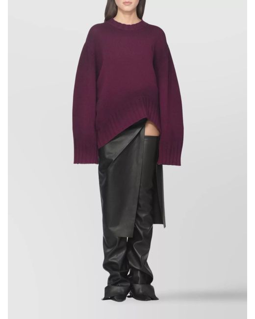 The Attico Purple Wool Cashmere Oversized Crewneck Jumper