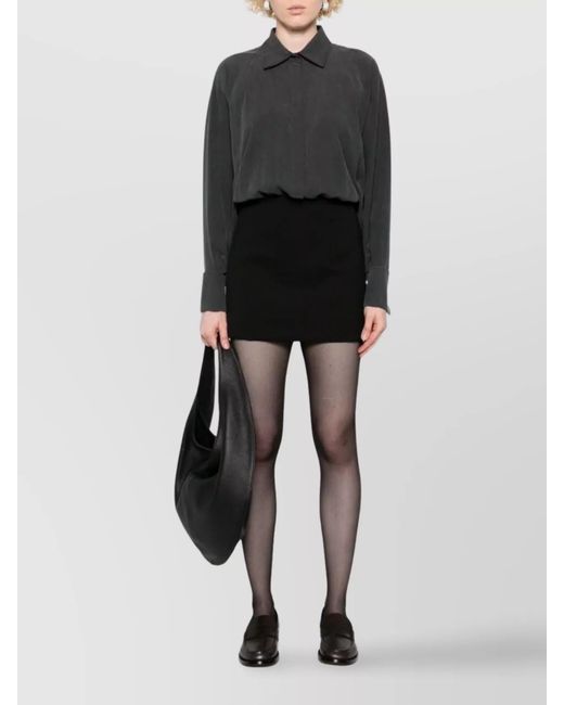 Max Mara Black Silk Batwing Bodysuit
