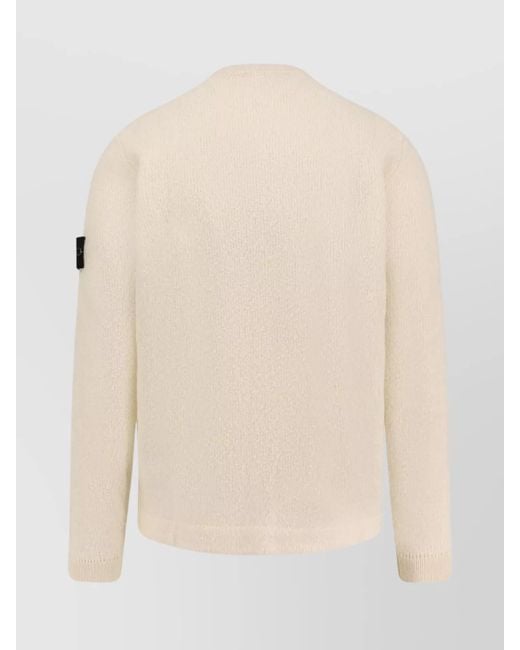 Stone Island Natural Wool Blend Ribbed Crewneck Sweater for men
