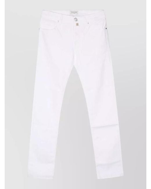 Jacob Cohen White Denim Trousers Belt Loops Five Pockets Slim for men