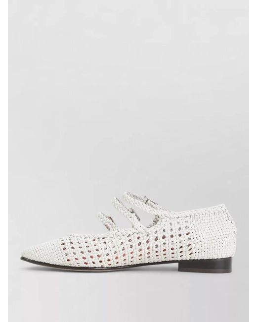 CAREL PARIS White Ariana S Woven Almond Toe Ballerinas