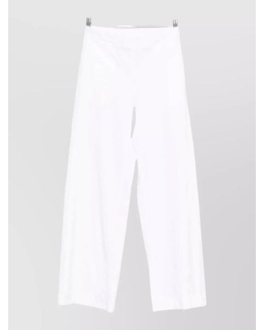 Via Masini 80 White Lightweight Wide Leg Trousers Side Pockets