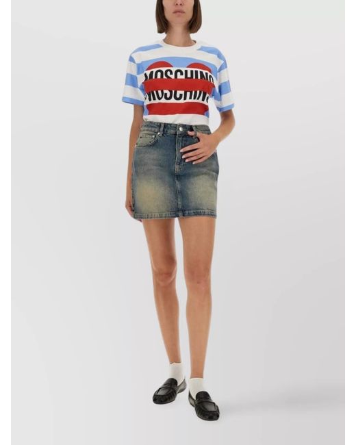 Moschino Blue Denim Fitted Skirt