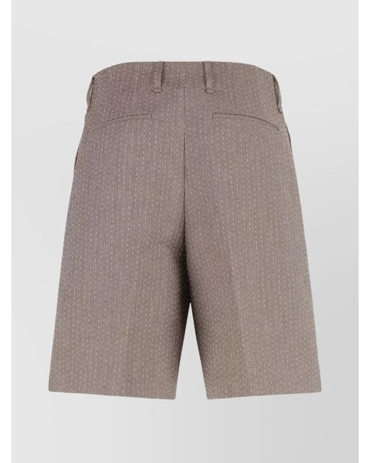 Fendi Gray Bermuda Shorts Cotton Pinstripes for men