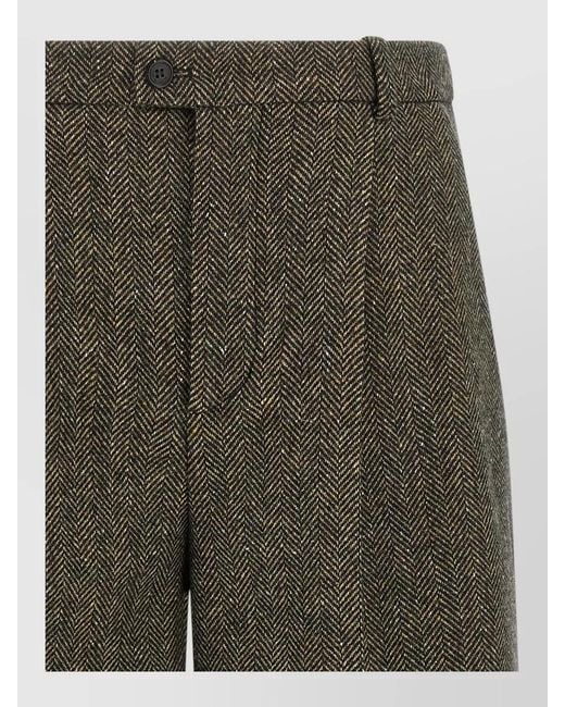 Saint Laurent Green Silk Wide-Leg Midi Tailored Trousers