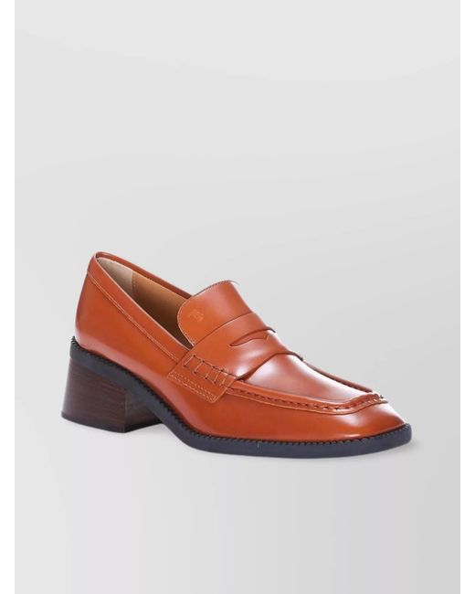 Tod's Red Leather Loafers