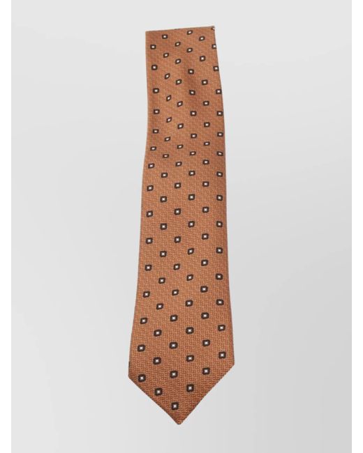 Zegna White Geometric Pattern Tie Square Motifs for men