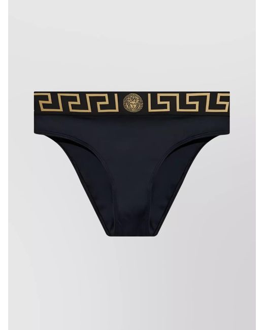 Versace Black Logo Waistband Bikini Bottoms