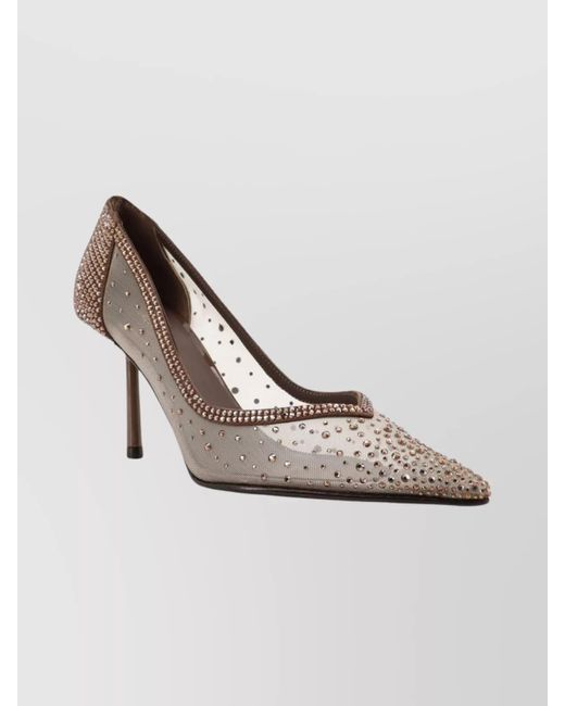 Le Silla Metallic Rhinestone Embellished Mesh Stiletto Pumps