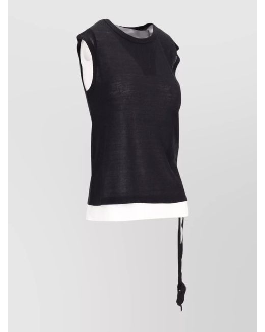 Ann Demeulemeester Black Ribbed Sleeveless Top