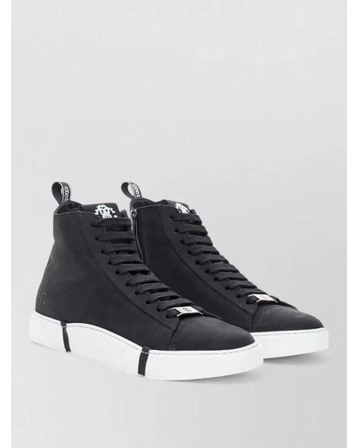 Roberto Cavalli Blue Leather High-Top Lace-Up Sneakers