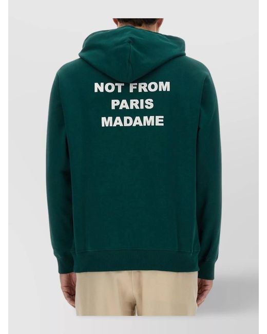Drole de Monsieur Green Cotton Relaxed-Fit Hoodie for men