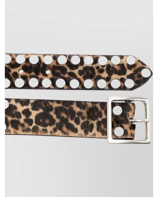 Golden Goose Deluxe Brand Multicolor Leopard-Print Studded Leather Belt