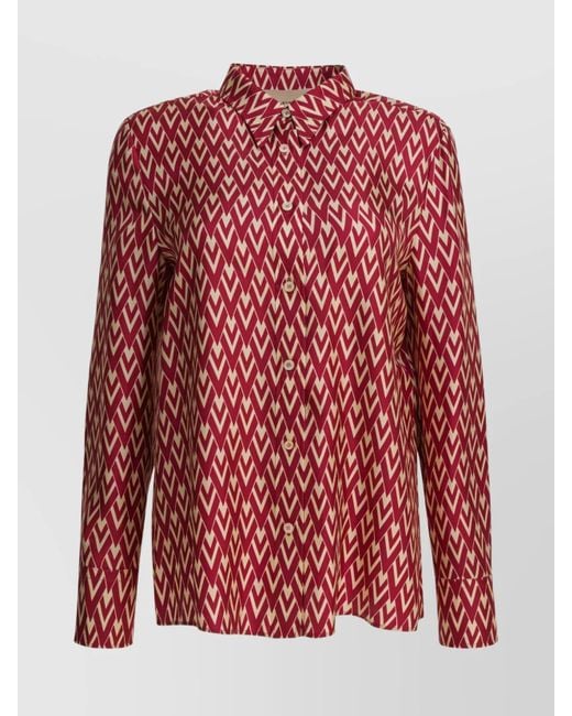 Valentino Garavani Red Printed Silk Shirt
