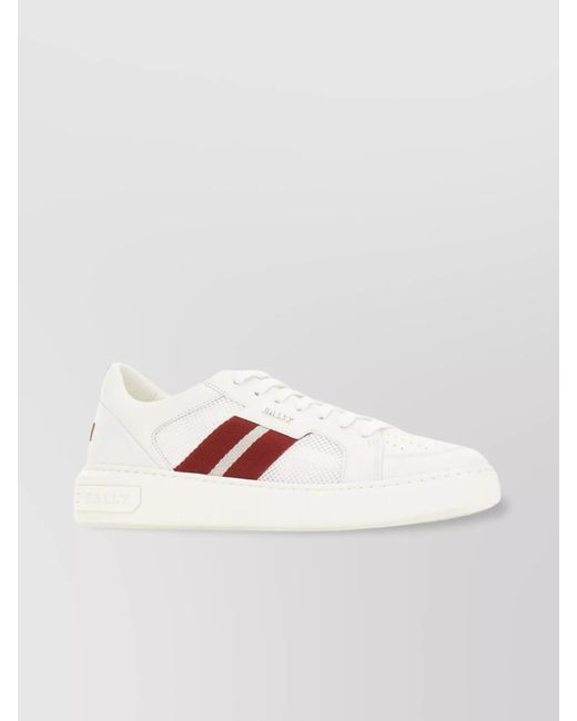 Bally White Leather And Mesh Sneakers With Contrast Stripes for men