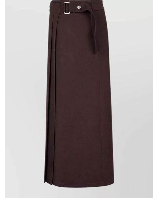 P.A.R.O.S.H. Brown High Waist Pleated Skirt Belt Detail