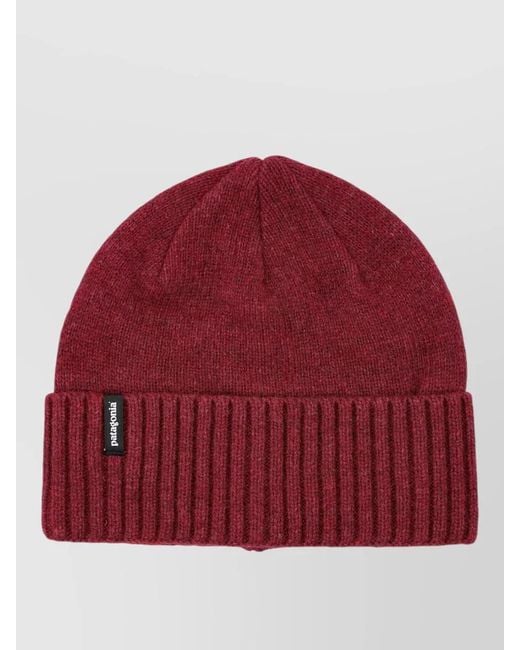 Patagonia Red Ribbed Beanie Hat Warm Material Design for men