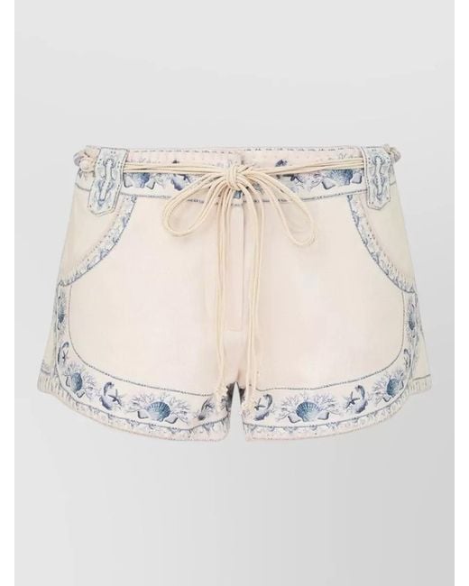 Zimmermann Natural Cotton Printed Short Shorts