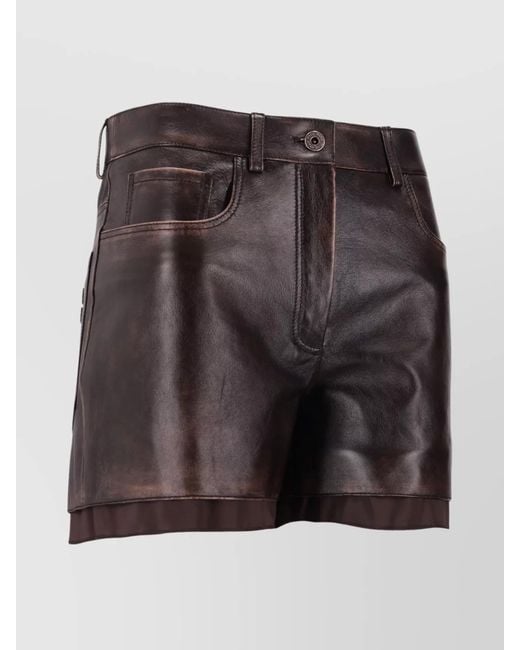 Miu Miu Black Leather Shorts