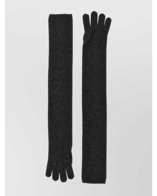 Max Mara Black Long Knitted Five Fingers Soft Gloves