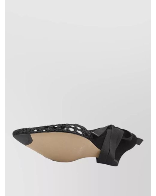 Jacquemus Black Wedge Espadrille Mules Pointed Toe Ribbon