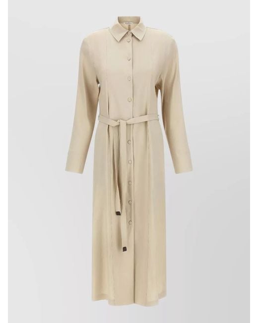 Max Mara Natural Nordica Coat Belted Waist Collared Neck