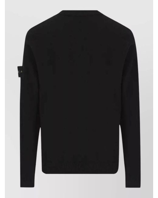 Stone Island Black Long Sleeve Crew Neck Knit Top for men
